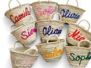 Personalized Woven Basket with Custom Name – Handcrafted Straw Bag for Gifts, Boho Decor & Bridesmaids