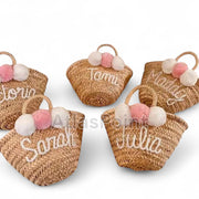 Personalized Woven Basket with Custom Name – Handcrafted Straw Bag for Gifts, Boho Decor & Bridesmaids