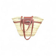 Handwoven Straw Basket Bag with Leather Details – Boho Chic Handmade Tote