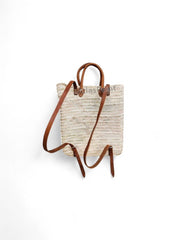 Handmade Straw Backpack with Leather Straps – Minimalist Artisan Rattan Bag