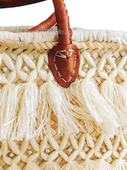 Handmade Boho Straw Basket with Tassels – Chic Summer Tote Bag