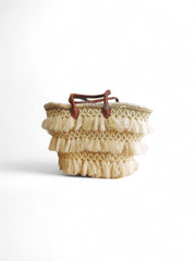 Handmade Boho Straw Basket with Tassels – Chic Summer Tote Bag