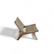 Handmade Lounge Chair – Natural Cord & Teak Wood – Rustic Boho Accent Chair