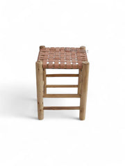 Handmade Moroccan Leather Lounge Chair – Walnut Wood Frame – Elegant Accent & Reading Chair