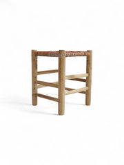 Handmade Moroccan Leather Lounge Chair – Walnut Wood Frame – Elegant Accent & Reading Chair