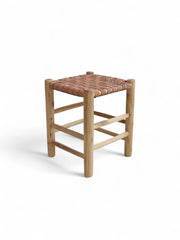 Handmade Moroccan Leather Lounge Chair – Walnut Wood Frame – Elegant Accent & Reading Chair