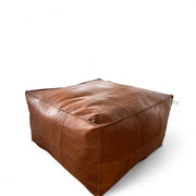 Moroccan Leather Square Pouf – Handcrafted Ottoman – Boho Floor Seating & Footstool